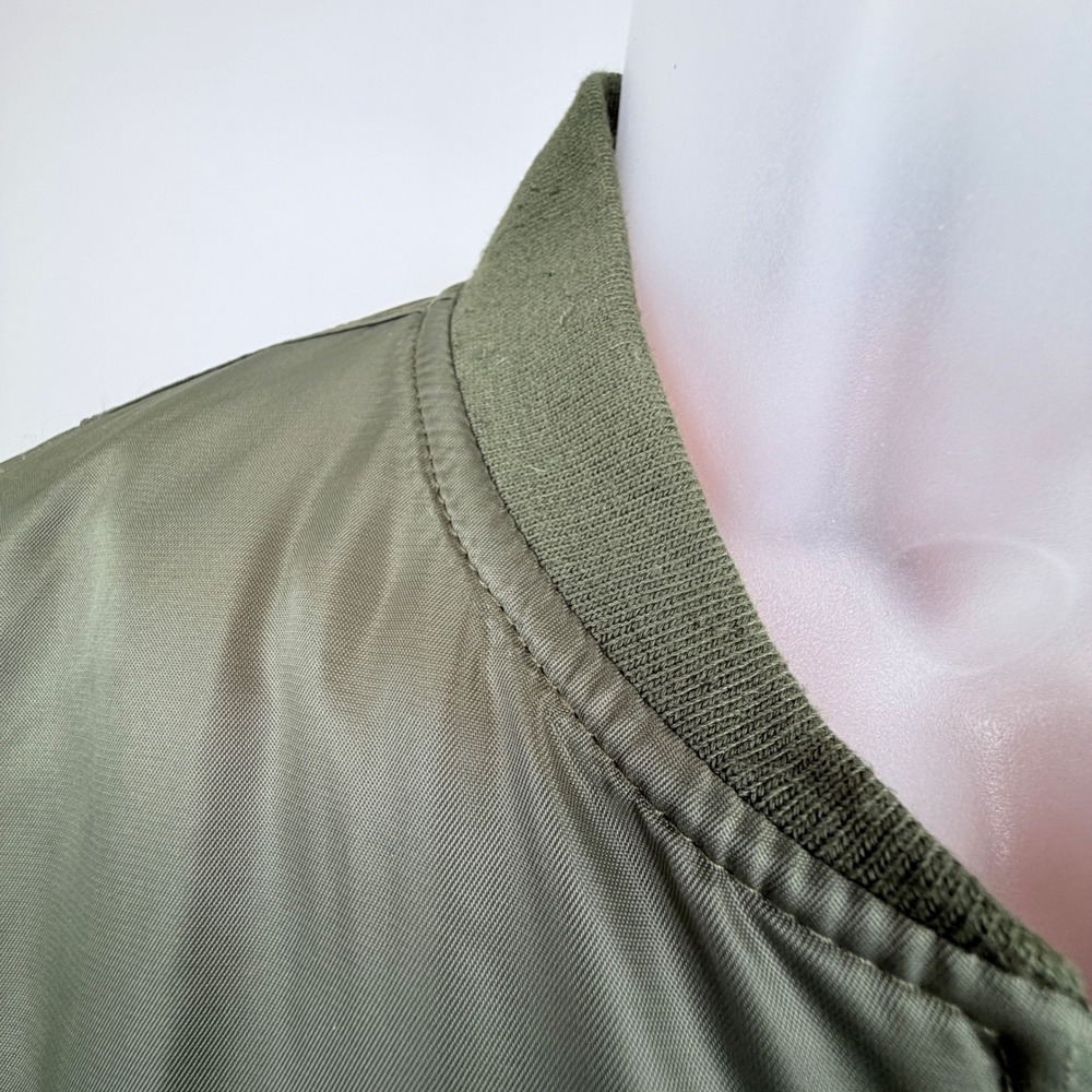 Avidace M Olive Green MA-1 Flight Bomber Jacket Quilted Lined Military Zip Mens - Picture 5 of 12